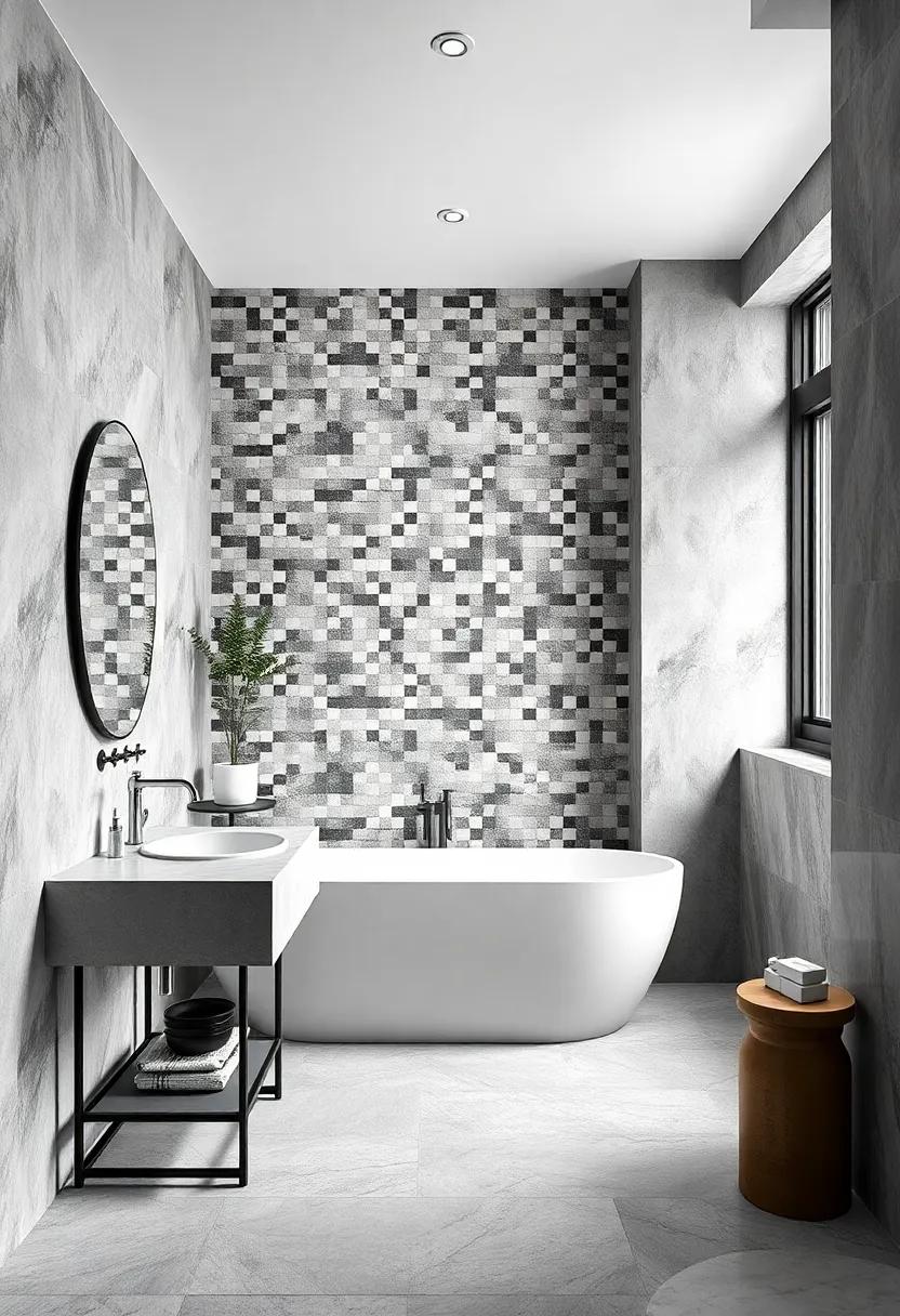 Bold black and white: Monochromatic⁣ mosaics create a chic and sophisticated look that exudes modern luxury,⁤ making⁤ a statement in any⁢ bathroom