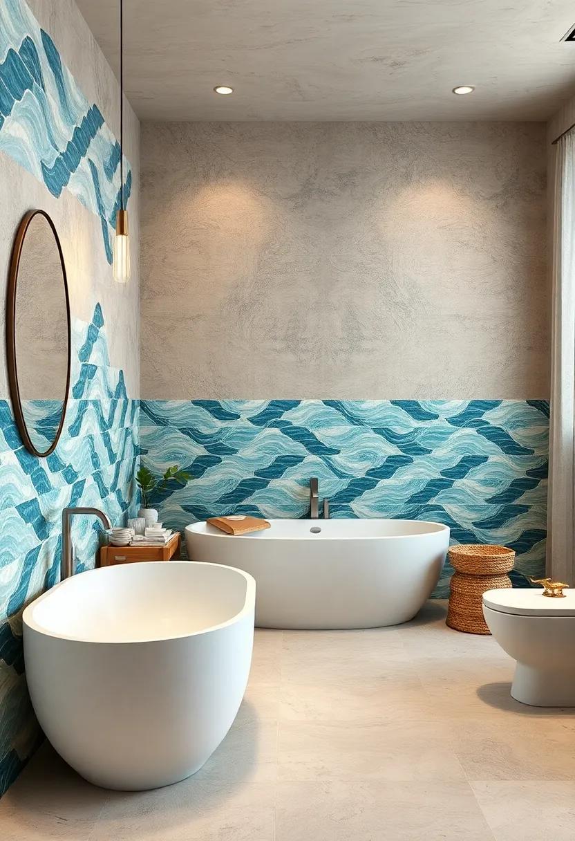 Coastal beauty: ⁣Sea-inspired hues and wavy⁤ patterns⁤ in this mosaic installation⁤ remind ​you ⁤of ocean waves, ‌perfect ‍for a calming coastal theme