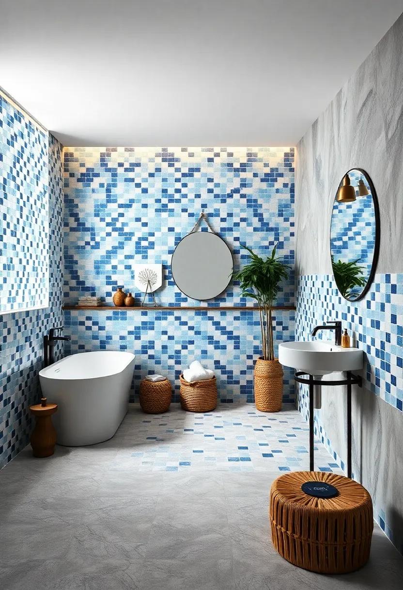 Nautical ⁢vibes: Striking blue and white mosaics evoke a beachside retreat, perfect for creating a ⁣soothing escape within your home