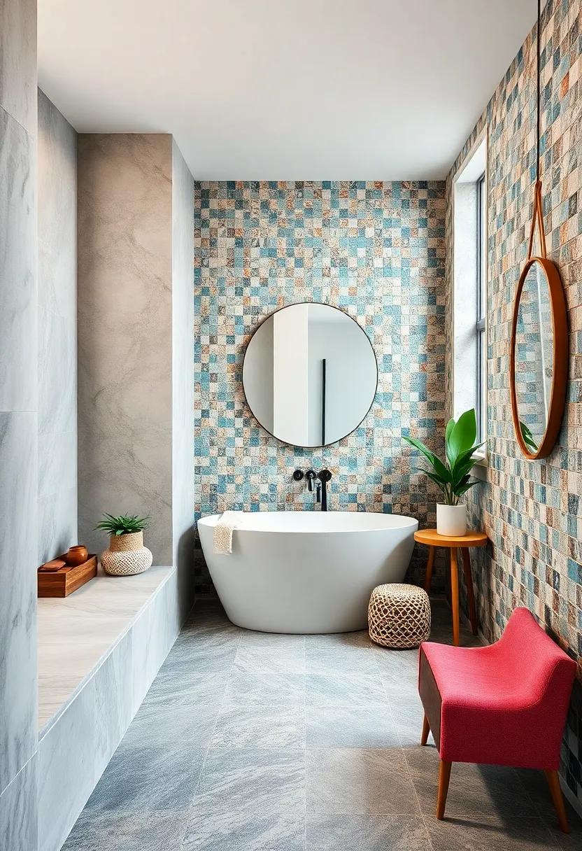 Statement ‌walls: A mosaic ​feature wall adorned with artistic tiles makes this bathroom⁤ a stunning focal ⁣point while leaving a lasting impact