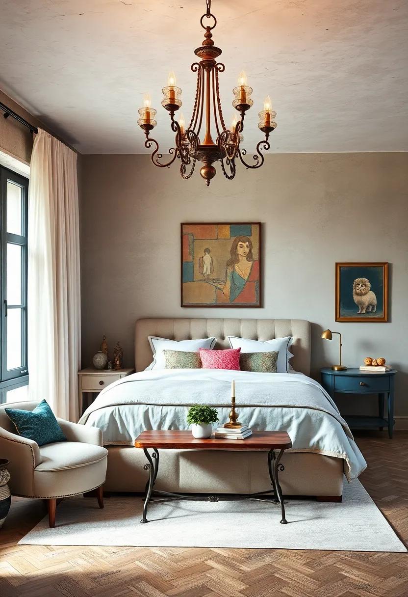 Add Whimsical Accents: Introduce quirky decor items like unusual sculptures or playful art pieces that resonate with the chandelier's antique vibe