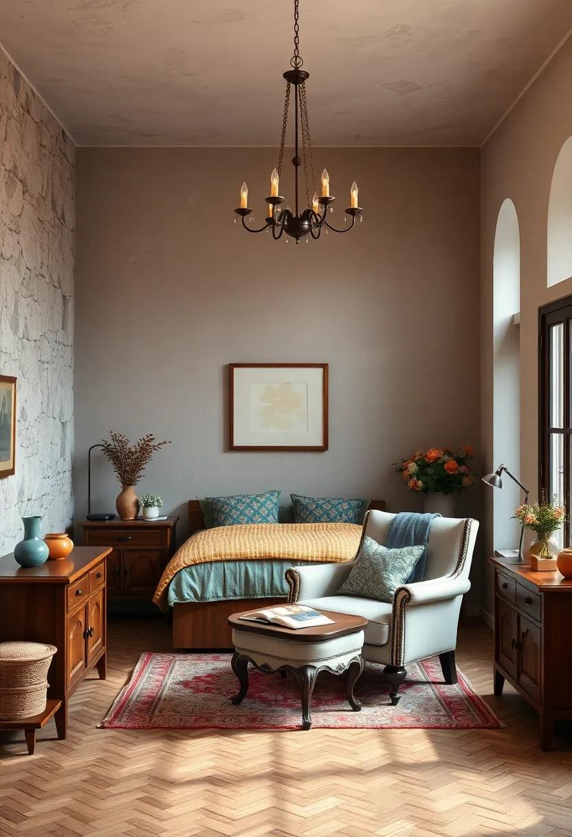 Introduce a Reading Nook: Design a cozy corner with a vintage armchair and a small side table, perfectly positioned under the glow of your chandelier