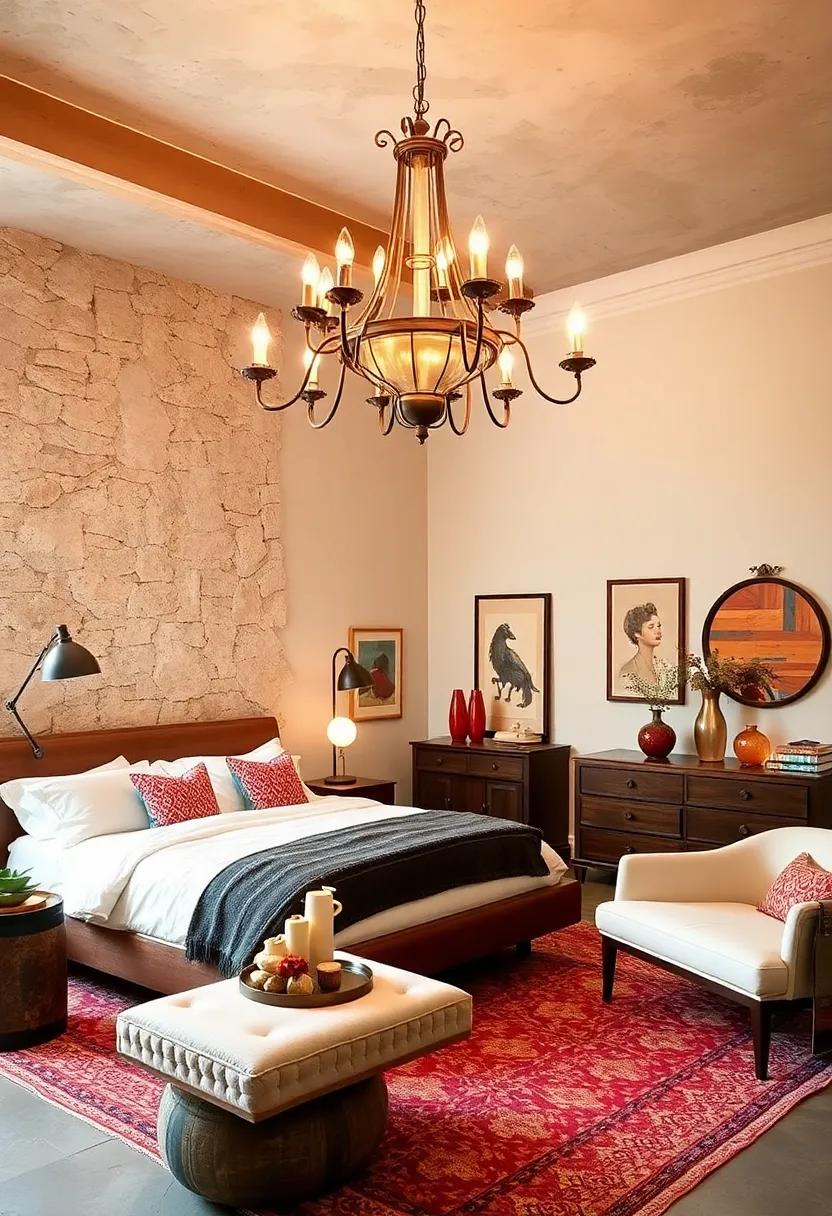 Mix Modern with antique: Pair sleek, contemporary furniture pieces with your vintage chandelier for a striking contrast that highlights both styles