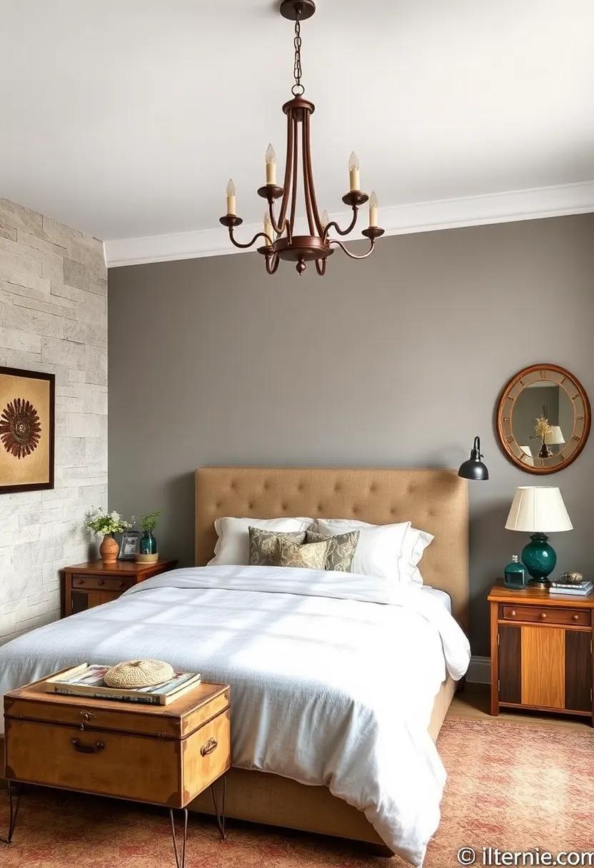 Reimagine Your Nightstands: Opt for unique side tables, perhaps a vintage suitcase or an old wooden crate, to house your essentials