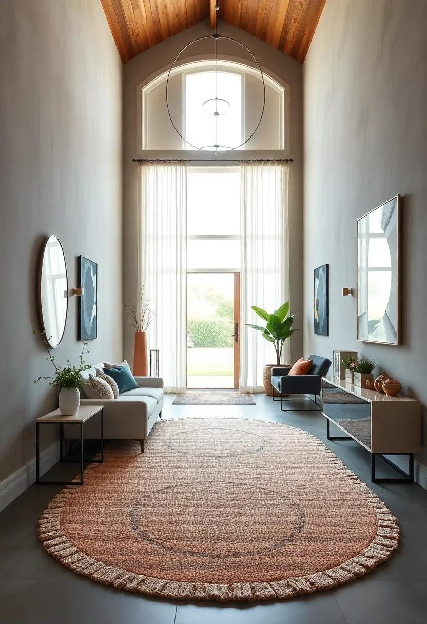 Contrast hard lines in modern​ architecture with a soft, rounded rug that ⁣adds an​ unexpected element of surprise