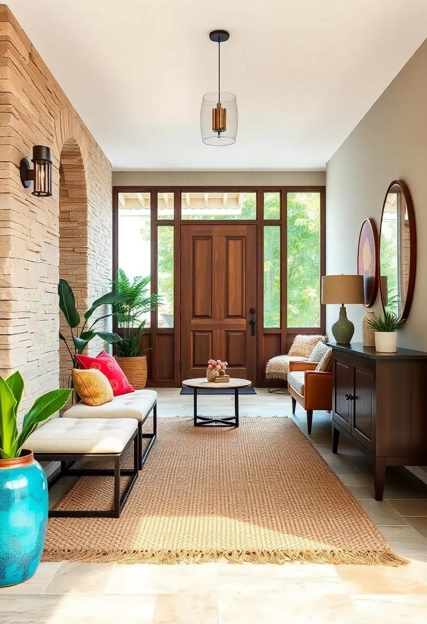 Delve ⁤into the world of sustainable decor with a handmade jute rug that adds texture ​and eco-friendly elegance‌ to ​your ‌entryway