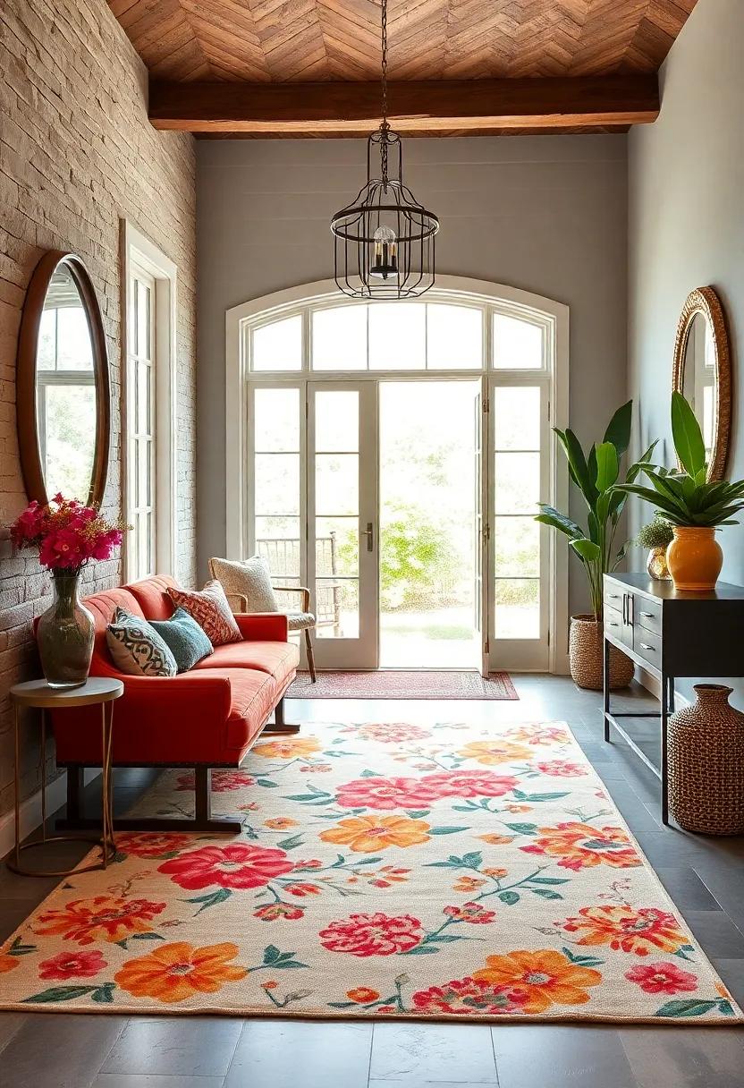 Discover the beauty‍ of a floral-patterned rug ‍that ​invites a touch of‍ romance and whimsy into ​a traditionally styled entryway