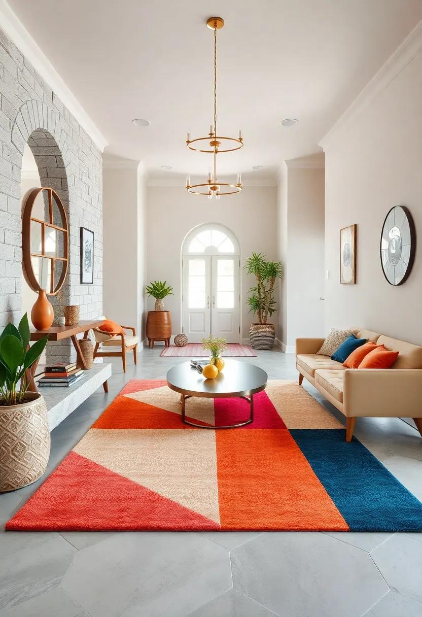Experiment with ‌color-blocking by using a bold,divided⁣ rug ‌design that adds a contemporary twist to traditional aesthetics