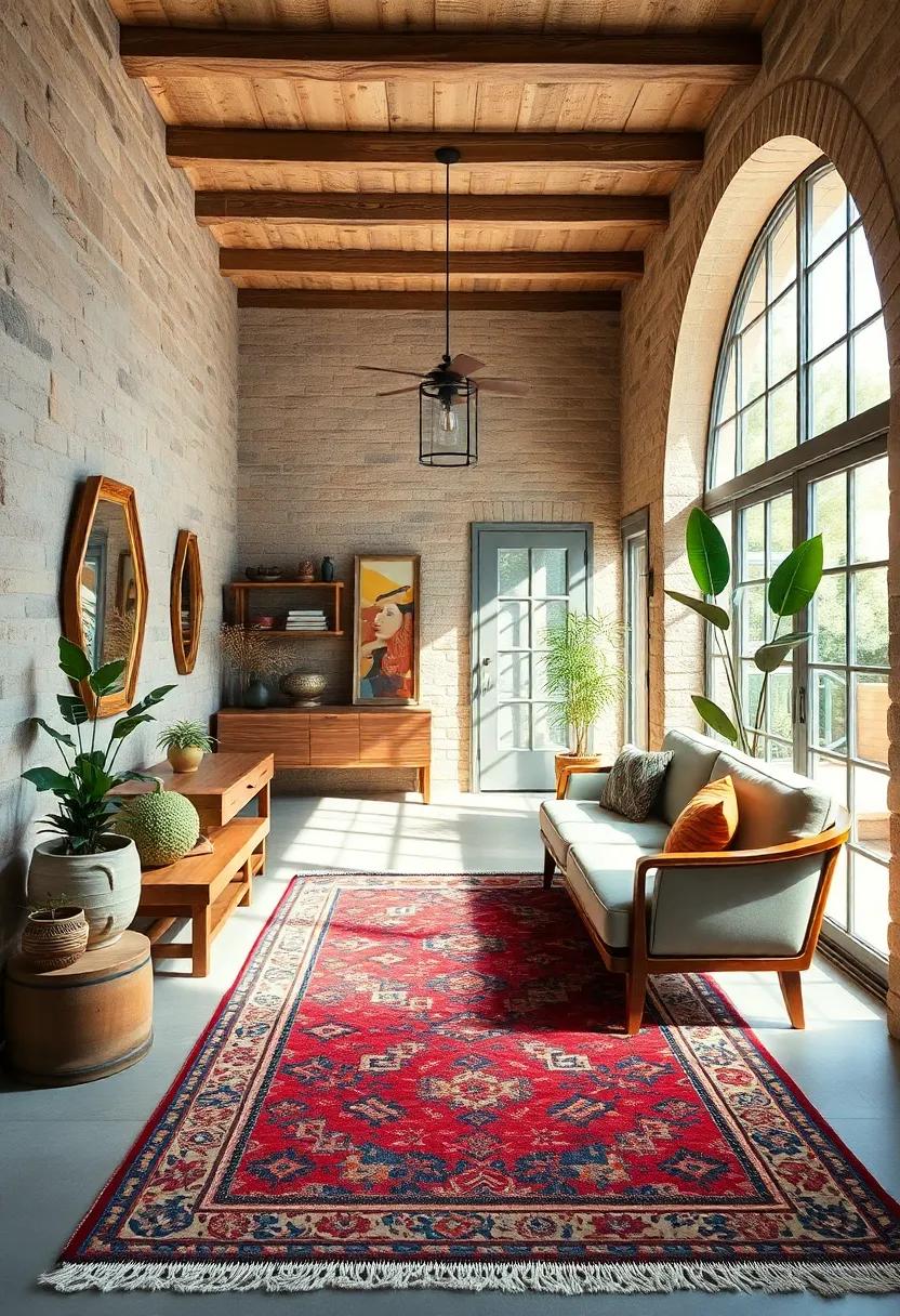 Explore the‍ charm of ⁣a ⁣vintage kilim rug ​that⁣ complements rustic decor, showcasing intricate patterns and earthy tones