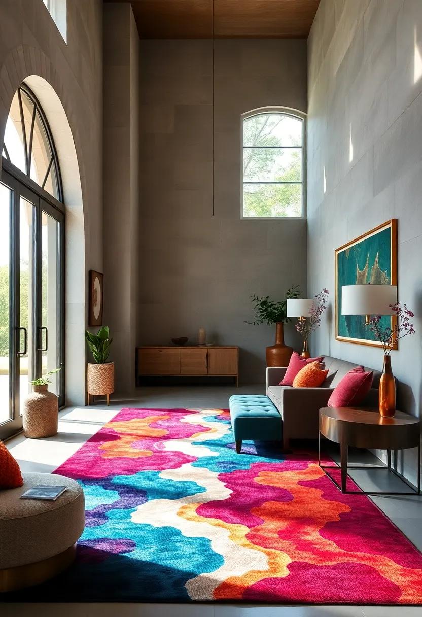 Marvel ‍at a rich, jewel-toned rug that captures light⁤ and ‌color, setting a luxurious ‍tone ⁢for a grand entryway