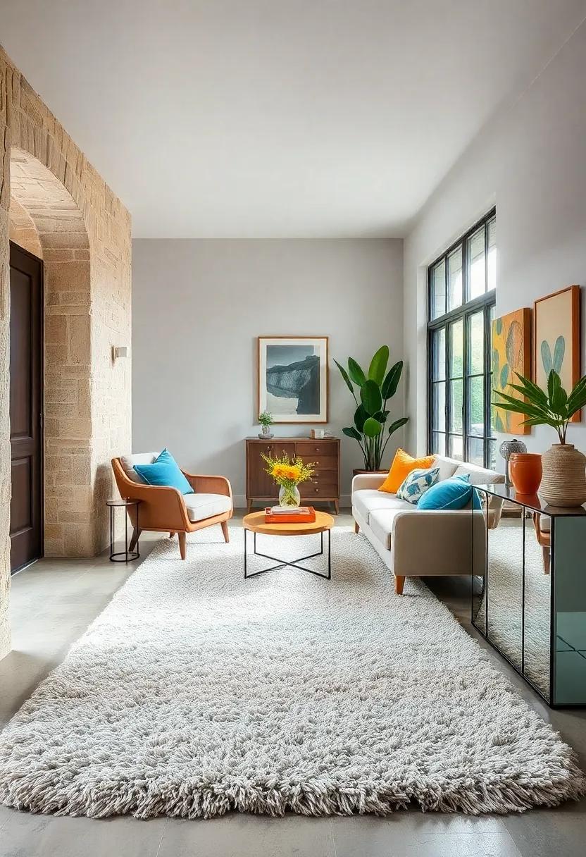 See how ​a playful, oversized⁢ shag rug can transform⁢ a small entryway into a⁤ cozy⁣ nook inviting guests to linger