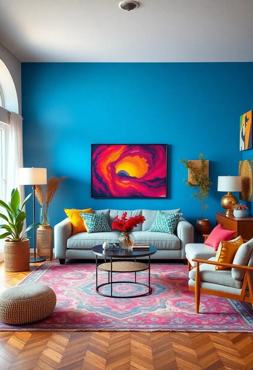 Colorful whimsy: Infuse joy into your living room by incorporating an explosion of colors and quirky ⁣decor pieces that spark creativity and happiness