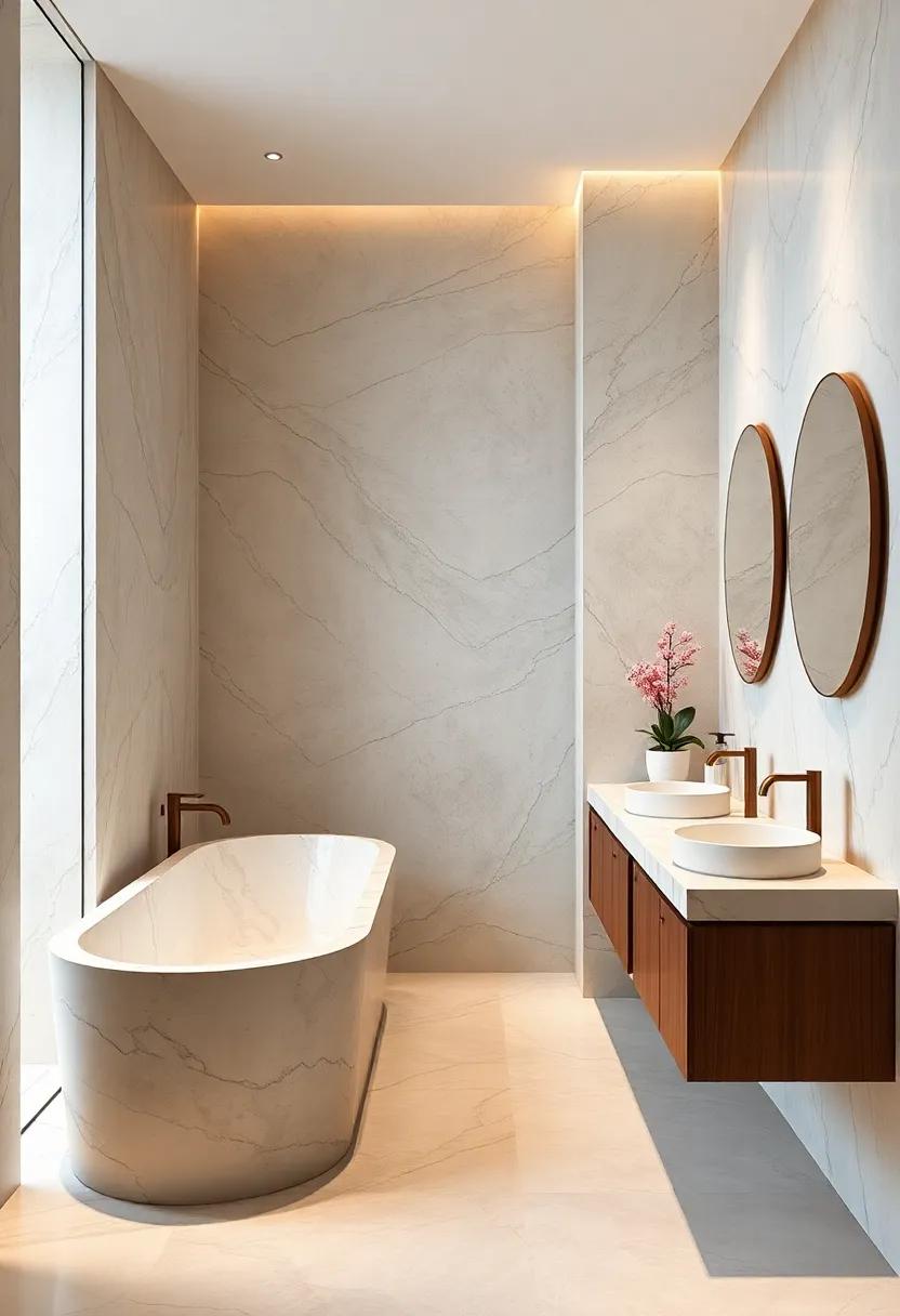 Artistic Fixtures:​ Consider artistic ⁣or sculptural faucets in ⁣vintage bronze or copper that⁢ juxtapose beautifully with the smooth‌ marble surfaces