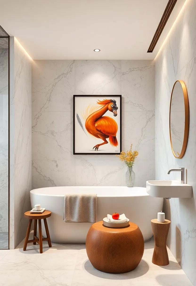 Tasteful Wall Art: Incorporate tasteful artwork or photography that echoes the color scheme of your marble, tying the⁤ room together