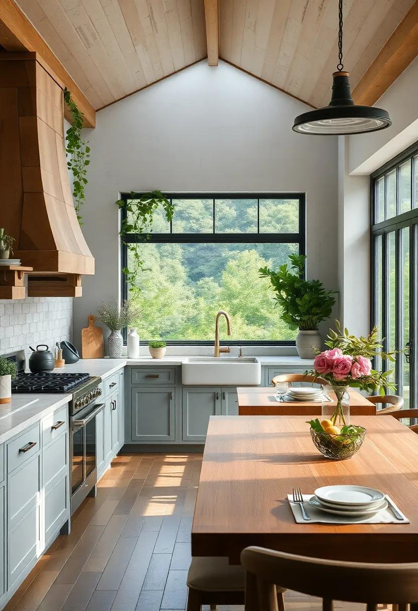 Handcrafted Farmhouse Tables Surrounded ‌by Verdant Vistas