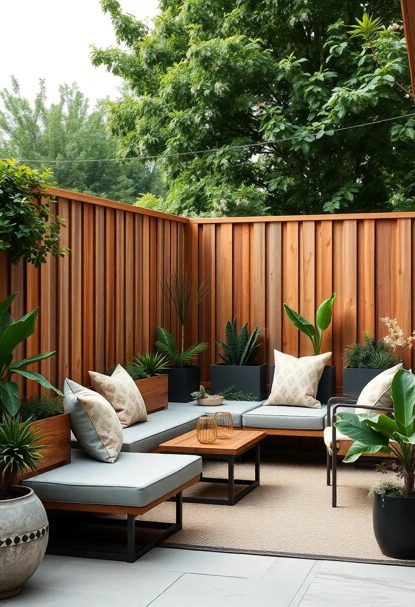 Nature-Inspired Serenity: ‌A wooden fence adorned with living plant ⁣boxes doubles as seating, giving your garden a lush, integrated​ feel that⁤ celebrates the beauty of ‍nature