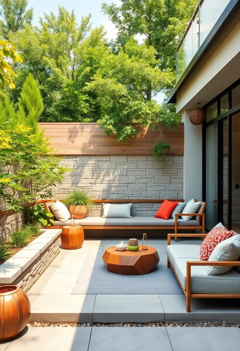 Zen ⁤Garden Retreat: A ⁢low stone​ wall fence paired with wooden seating ⁤creates a tranquil vibe, perfect for⁤ meditation​ or enjoying the​ serene sounds ‌of nature