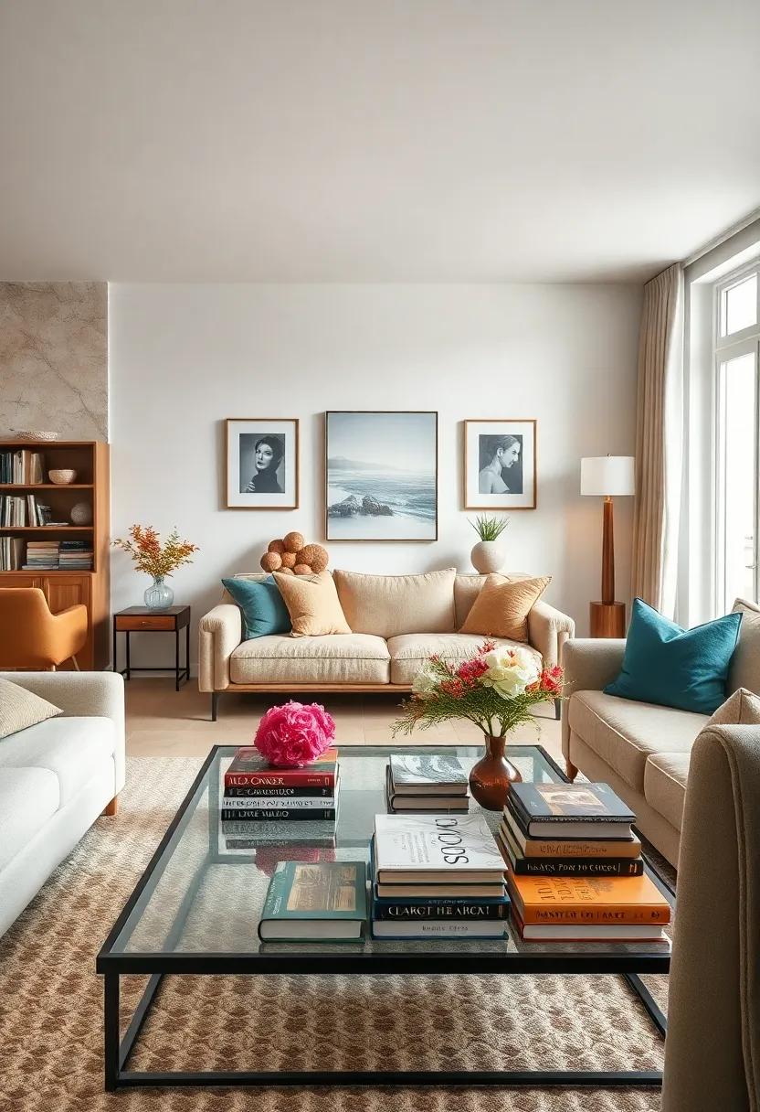 Beautiful books: Showcase beautiful coffee table books that not only serve as reading material but also double as art pieces in your living space