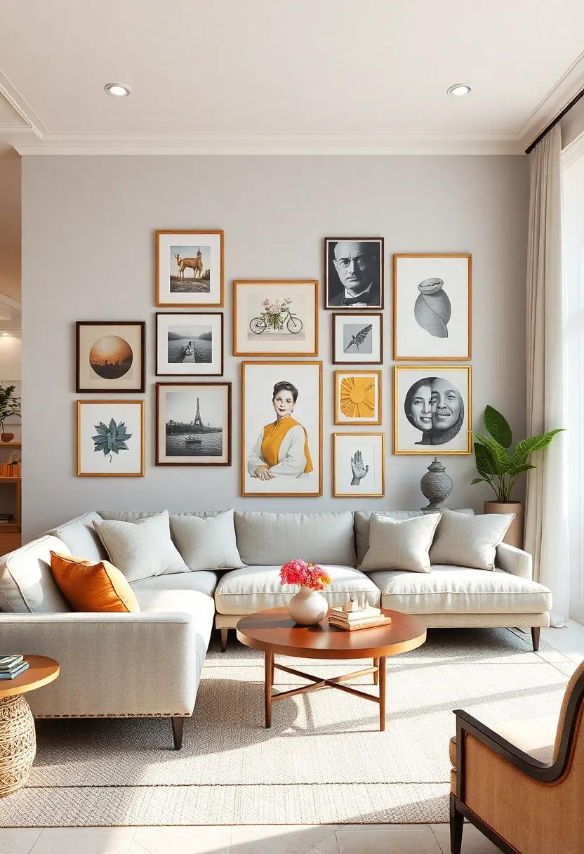 Gallery Walls: Curate a gallery wall featuring a mix of classic art prints and personal photographs to celebrate both heritage and individuality