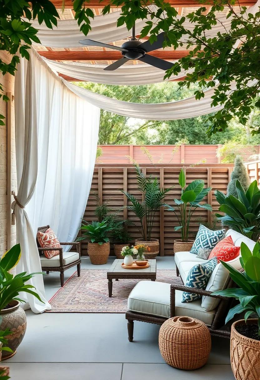 Fabric Curtains: Hang outdoor fabric curtains from a ‌canopy or⁢ frame for ⁣a soft, bohemian touch ⁤that can⁣ be opened or closed as desired