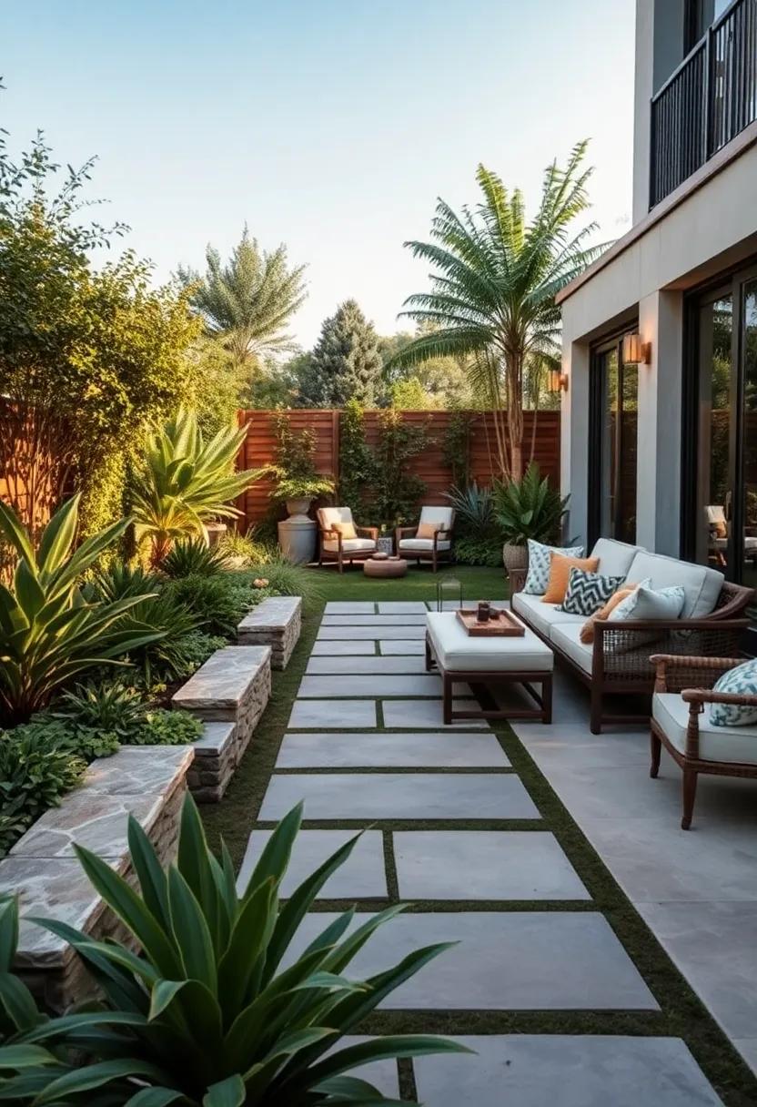 Embrace Natural Elegance: Discover the ⁤beauty of​ a‌ stone​ pathway lined ‍with lush greenery that leads guests⁢ through⁣ a serene‌ garden experience