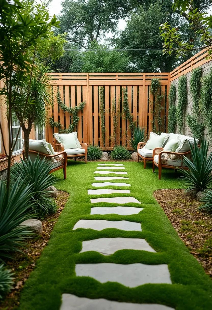 Serene spaces: Conclude your journey on a tranquil path of soft moss and stepping stones, bordered by a⁢ simple, natural fence that invites relaxation