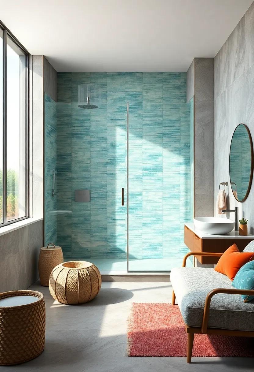 Coastal Retreat: Dive into designs that incorporate sea-inspired tiles ⁢and large ⁢glass panels, creating a ‍refreshing space ⁢reminiscent ⁢of ocean breezes
