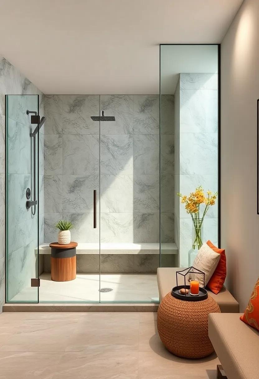 Multi-Functional Spaces: learn how to create multi-functional areas within a glass shower design, seamlessly integrating features like benches or built-in storage