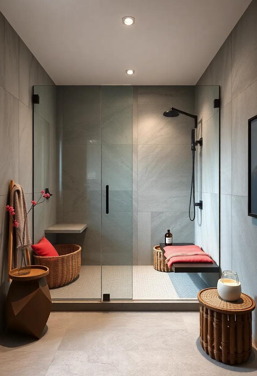 Shower Benches: explore the functionality and elegance‍ of incorporating a⁣ glass-enclosed shower with a built-in bench for relaxation and ⁤convenience