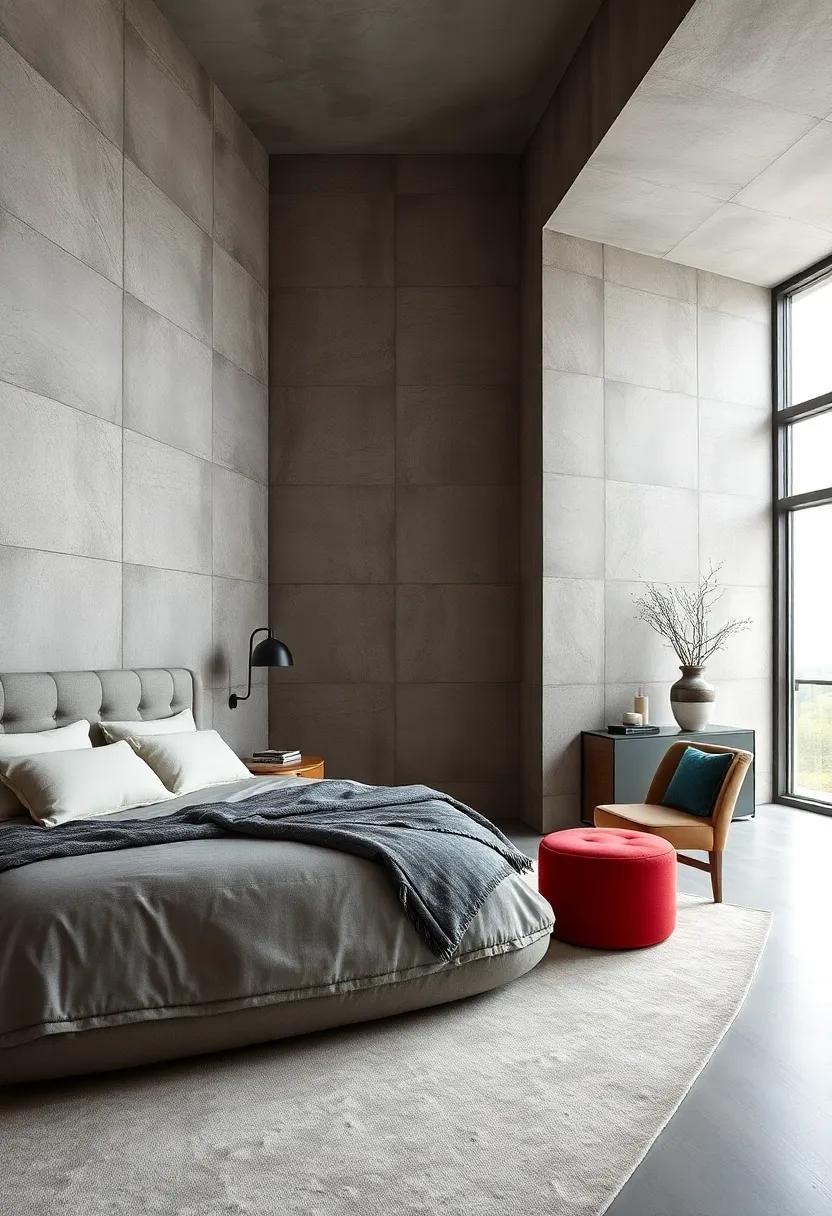 Layered Luxury: The interplay of multiple textures in the soft grey upholstered walls brings depth and a cozy feel to this inviting bedroom design