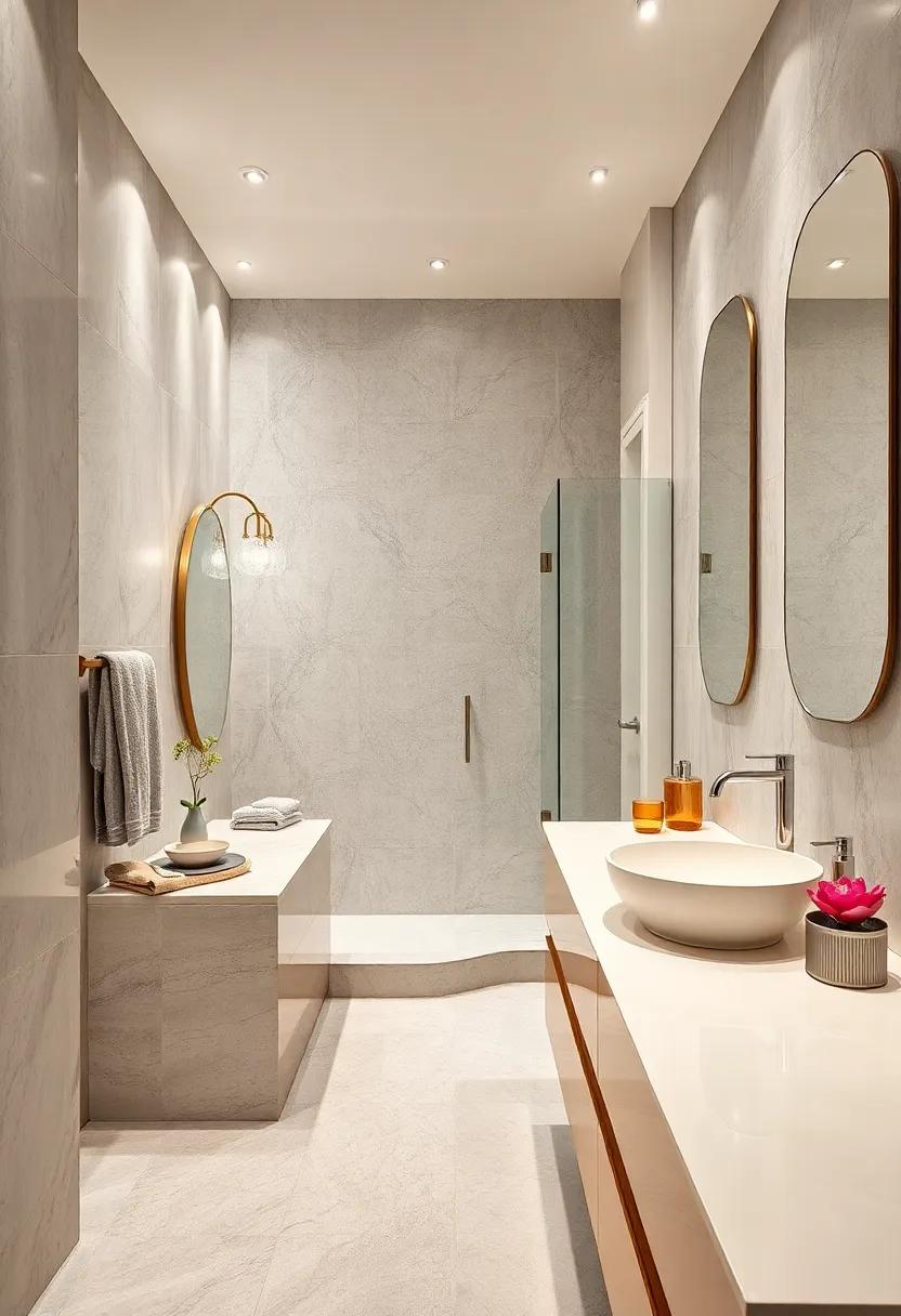 Coastal Escape: A beach-inspired bathroom with white shiplap walls and silver-framed mirrors, bringing the freshness of the ocean indoors