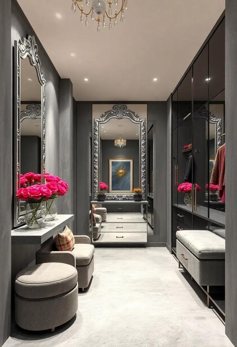 Statement Mirrors: Incorporate large, ornate mirrors framed ⁢in silver ‌to create ⁢the illusion of space and add a touch ​of ​elegance to your dressing area