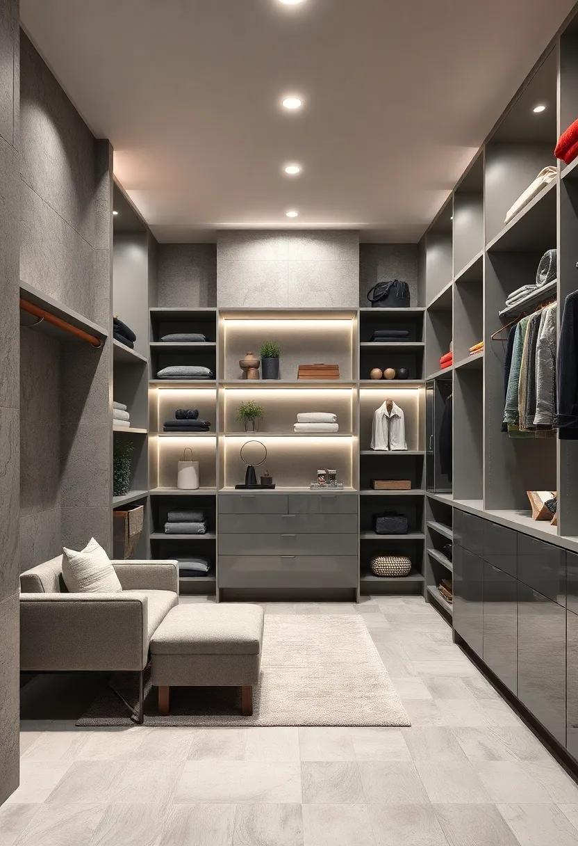 Personalized‌ Storage Solutions:⁤ Tailor your closet with custom storage options that blend⁣ functionality and style, all in a sophisticated gray and silver color scheme