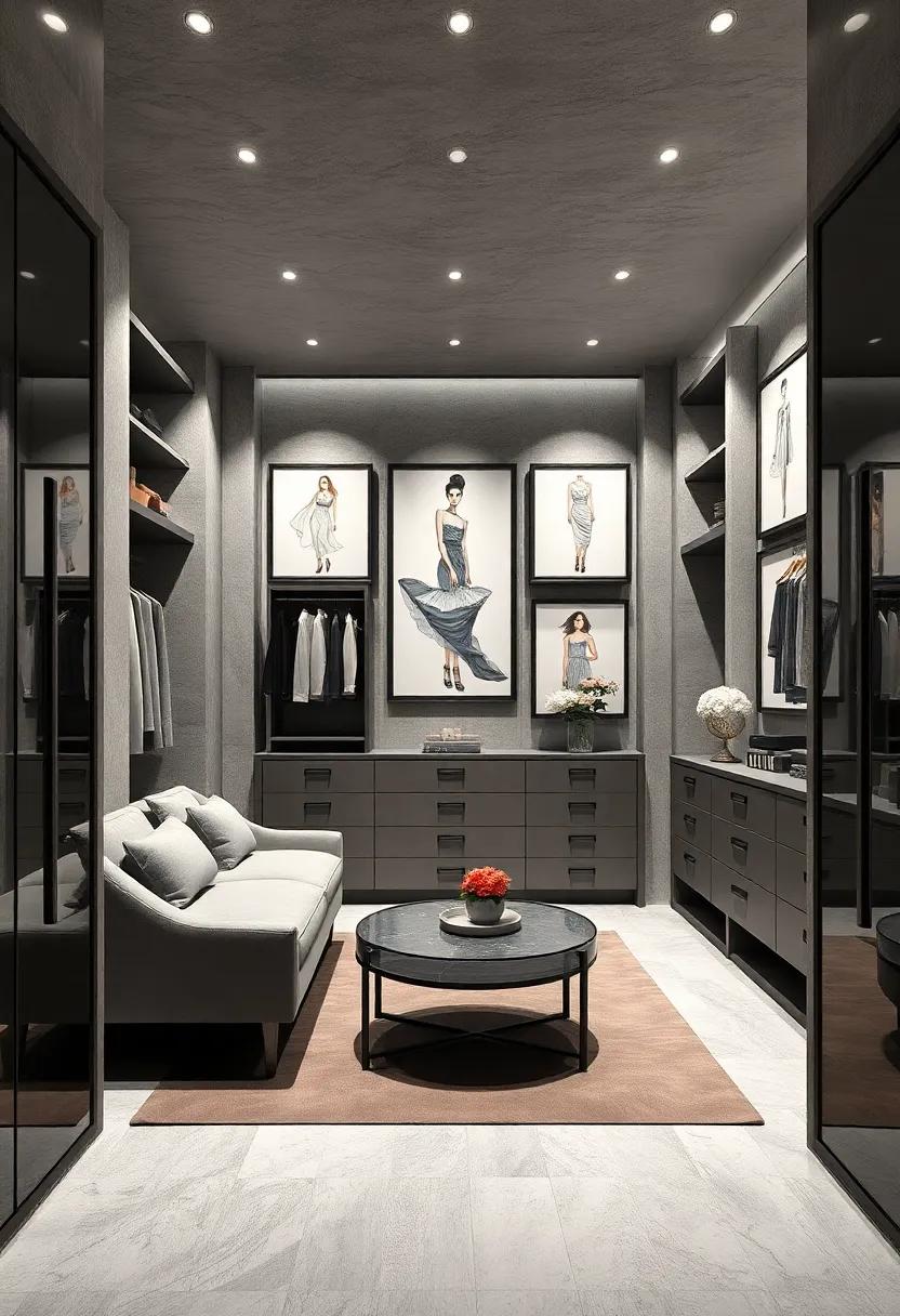 Fashion Illustration Art: Adorn your walls ​with chic fashion illustrations in‌ monochrome frames,adding character and artistic flair to your elegant closet