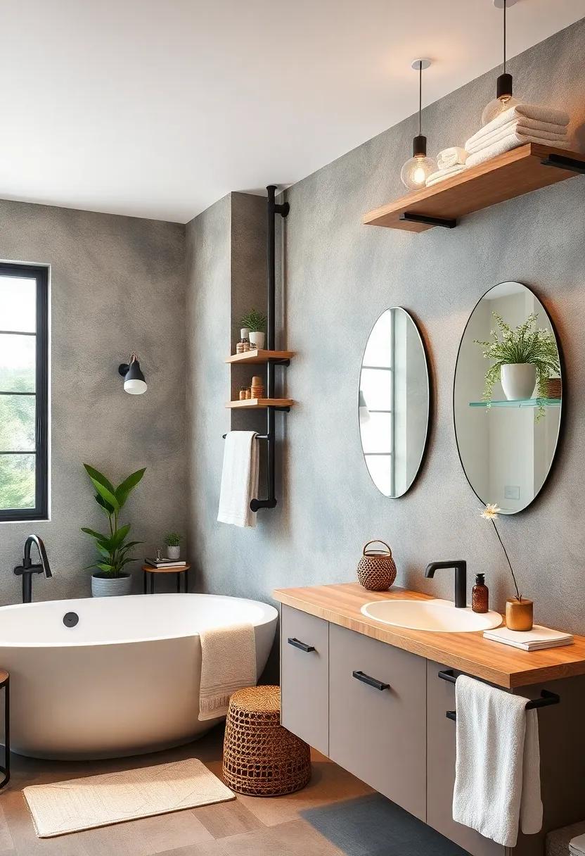 Dive ‌into the⁤ world of dual-purpose designs: ⁢innovative‍ pipe⁣ shelving⁤ that⁢ doubles as towel racks adds both functionality ⁤and flair⁢ to the industrial look