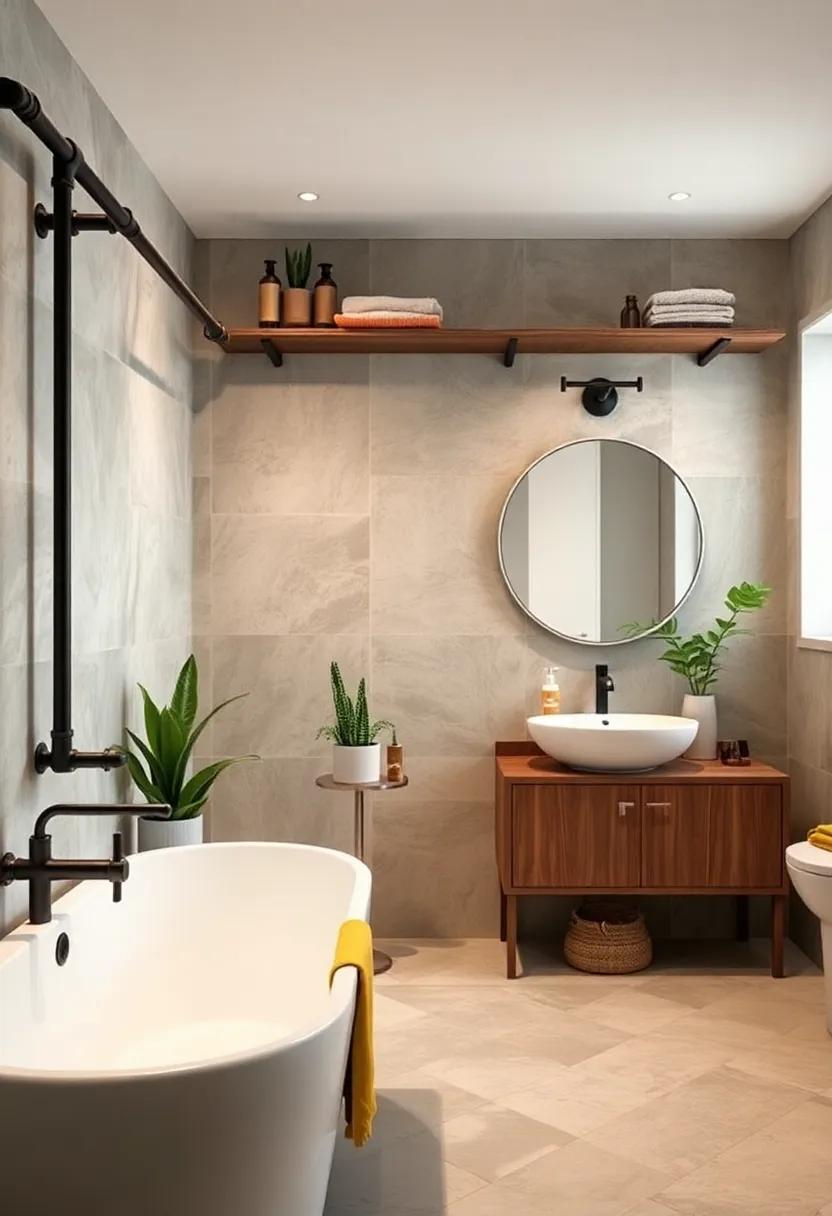 Unconventional layouts:⁤ check out bathrooms that ‌flaunt‍ unconventional pipe‌ shelving arrangements that challenge the traditional ​sense of symmetry