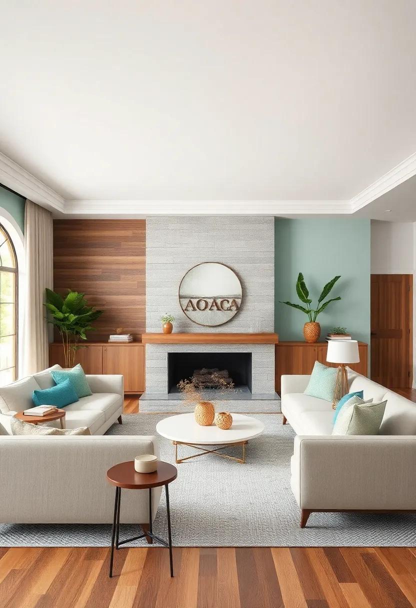 Light Aqua and Driftwood Brown: The earthy ⁣tones of driftwood‌ balance the freshness of aqua, ideal for a rustic-chic living room