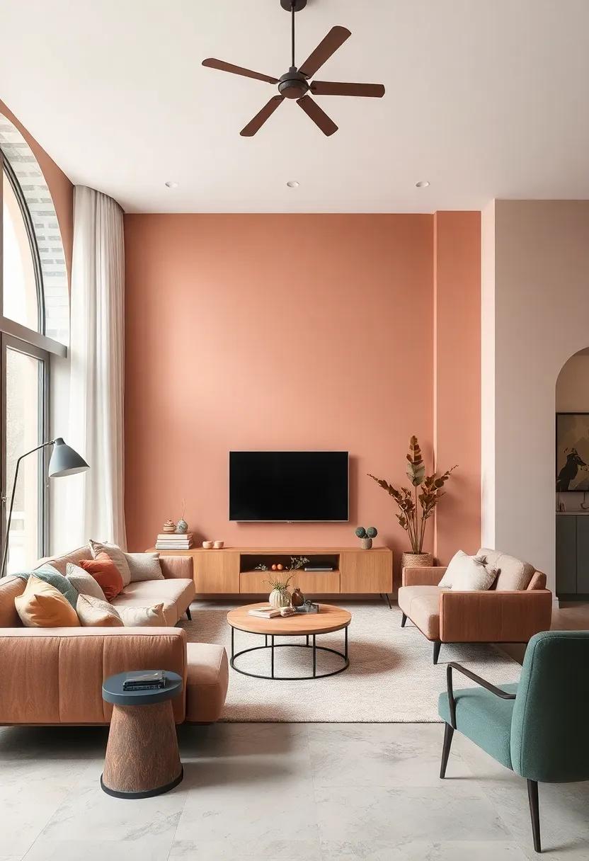 Soft Peach and Charcoal: A balanced mix ⁤that combines the​ softness‌ of peach with⁣ the grounding effect of charcoal, enhancing​ the elegance of your living space