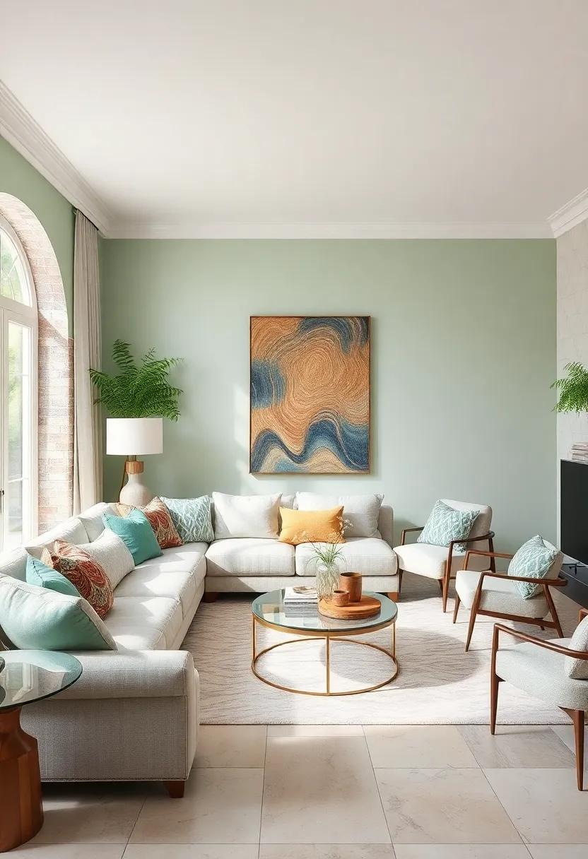 Mint Green and⁢ Creamy White: This fresh combination evokes a sense⁣ of tranquility,perfect‍ for a light-filled‌ living room that​ feels both airy and inviting