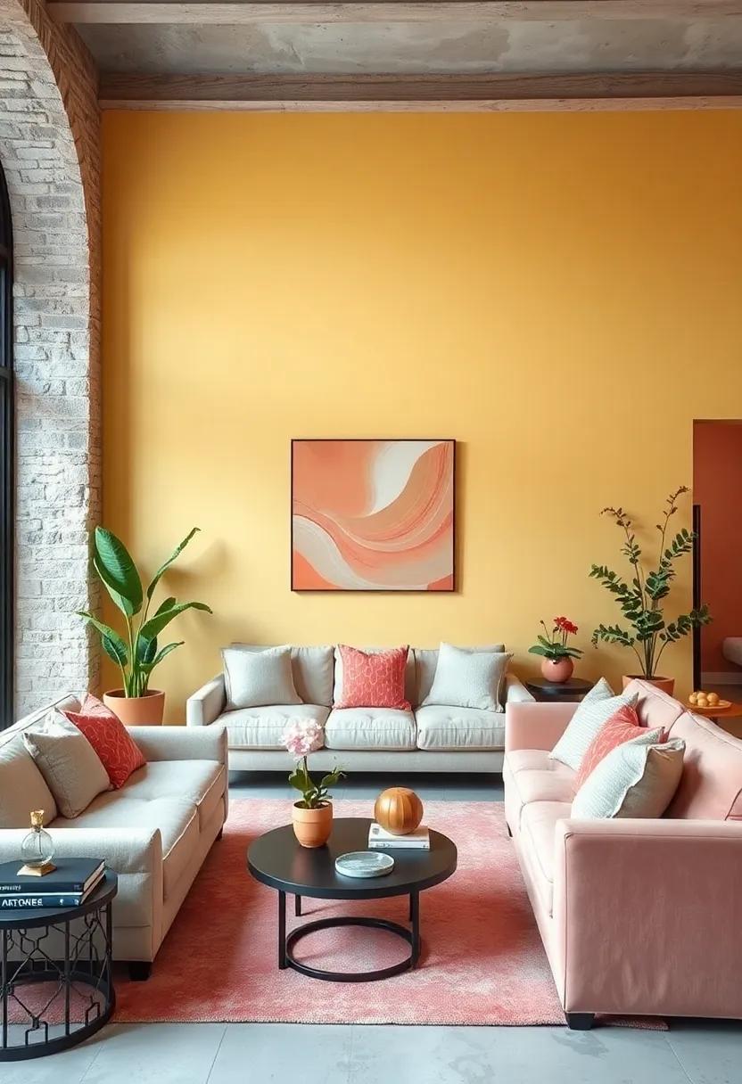 Butter Yellow and Soft Coral: Infuse your living ‌room with sunshine and warmth, making it a happy retreat for​ family and friends