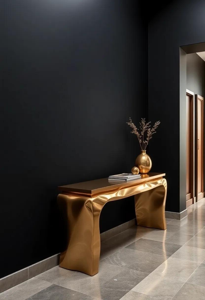 Opt for a stunning metallic console table in the hallway to ⁢draw the eye and make a⁢ lasting impression on guests