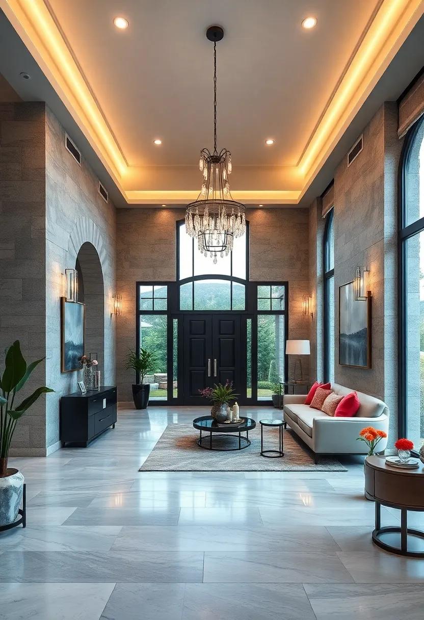 Statement Lighting: Install an eye-catching chandelier or a series of pendant lights to create a focal point that illuminates the space while adding a touch of sophistication