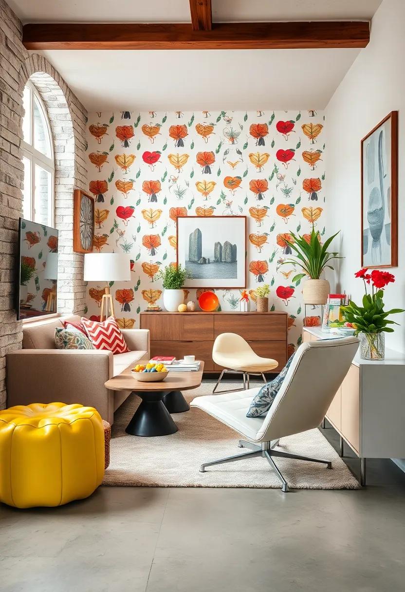 step into a charming nook adorned with whimsical decor, as ⁣the ‌iconic ⁣Eames chair makes a statement⁣ against the playful backdrop ‍of⁣ a trendy wallpaper