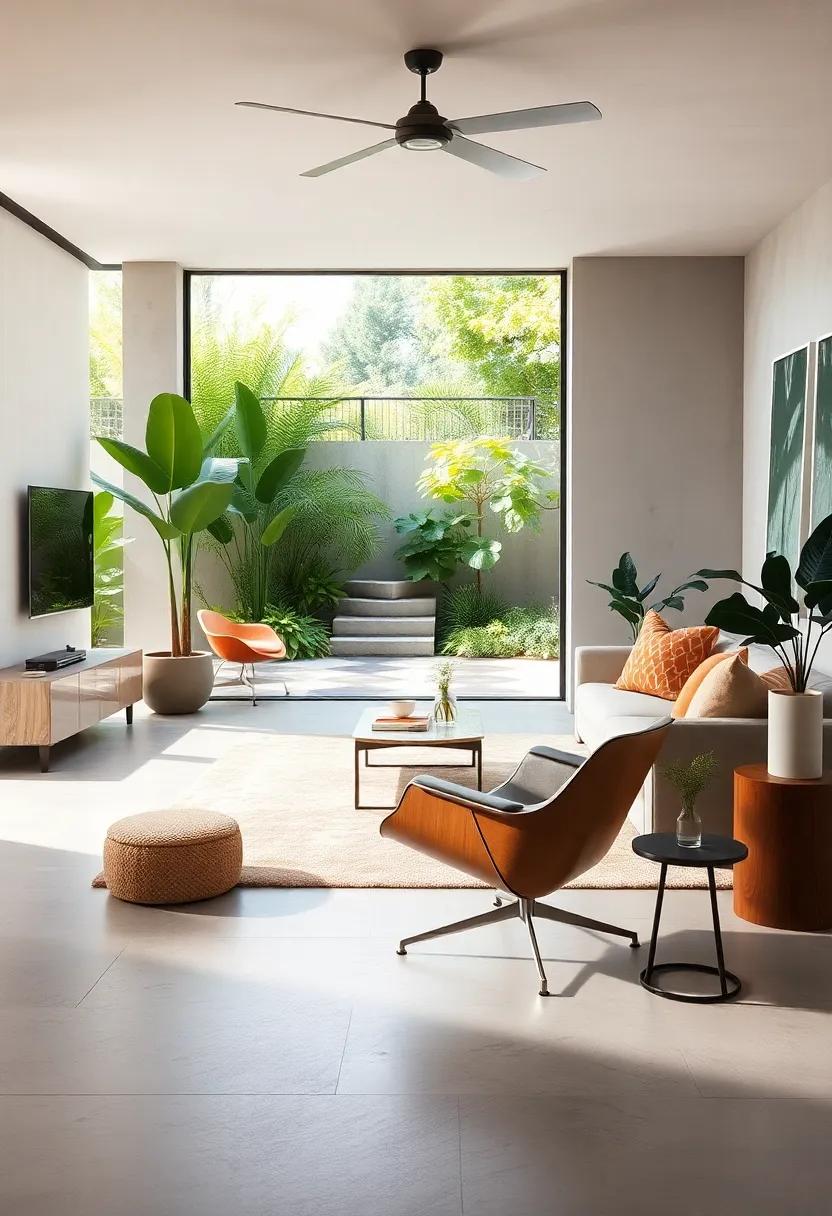 Step into⁤ a harmonious blend⁤ of⁣ indoor and outdoor living, with an Eames chair taking center stage in ⁤a sunlit room that flows seamlessly into ‌a lush garden space