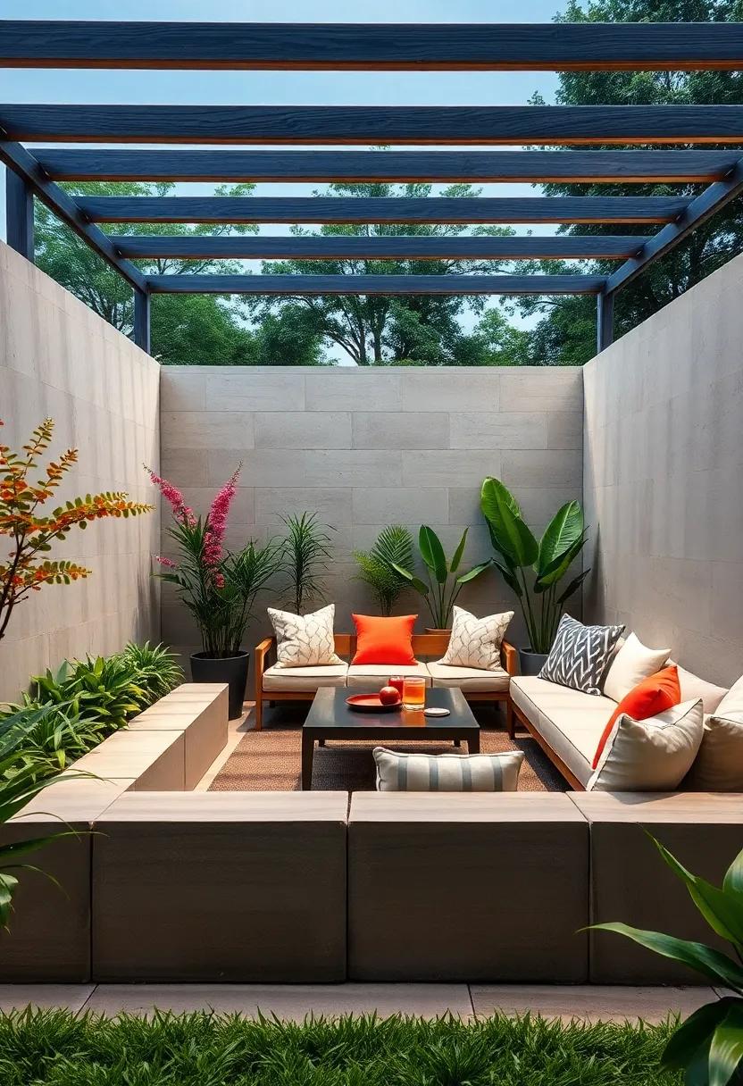 Artistic Concrete Block: Experiment with creatively arranged concrete blocks to create‌ a bold, minimalist boundary that also ⁤serves as seating