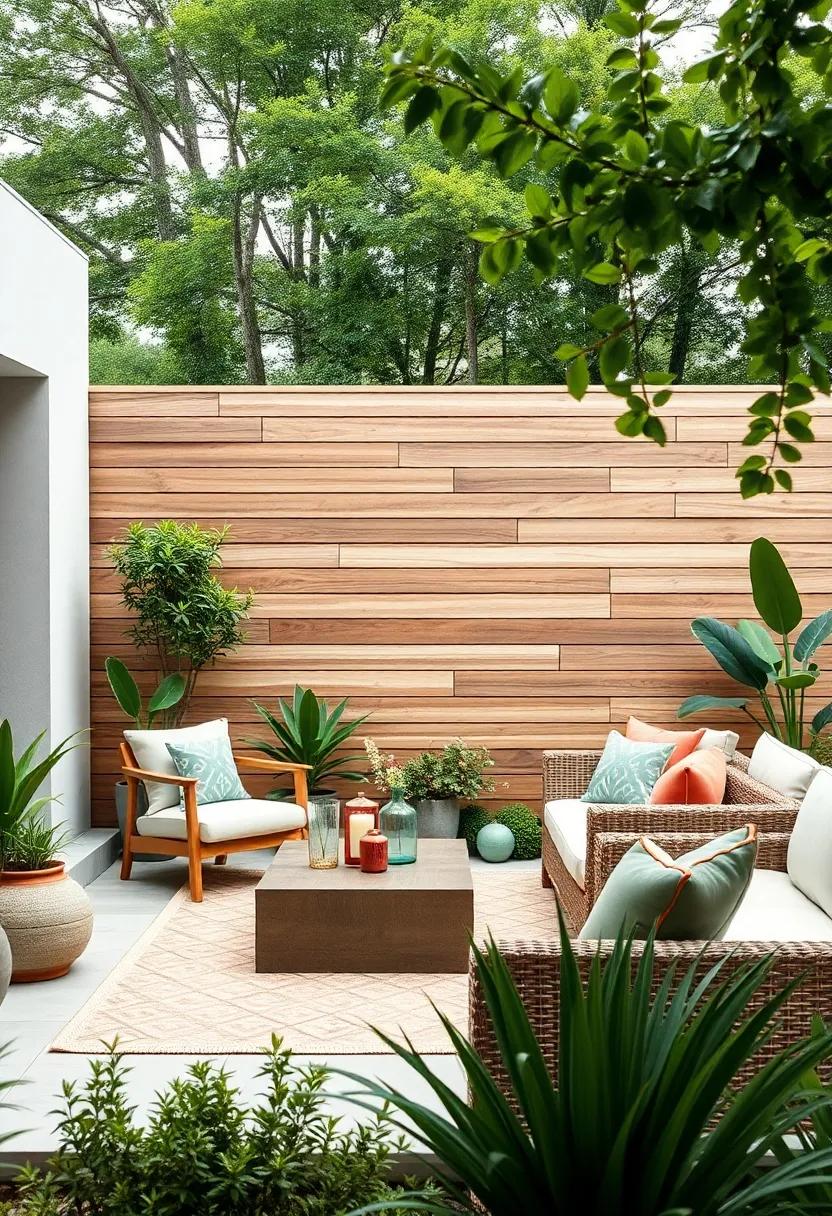 Horizontal Wood Fence: Go⁣ for a horizontal board design, creating a visually appealing and modern backdrop for your garden