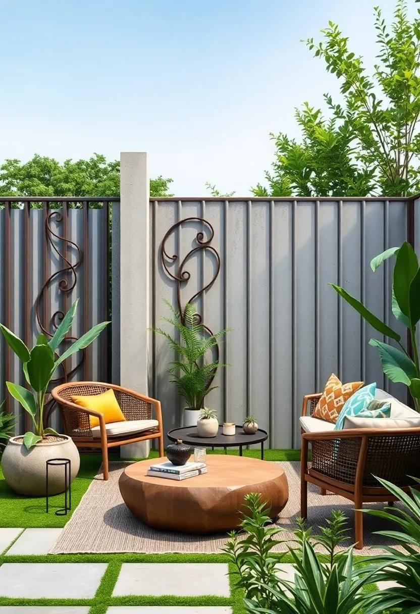 Metal panel Art: Introduce artistic metal panels as a boundary,featuring unique designs⁢ that bring a modern ⁤flair to your garden