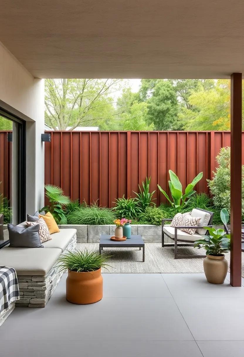 Minimalist Corten Steel: Use⁤ weathered Corten steel‌ for a fence that both protects and complements‍ the natural landscape with ​its earthy tones
