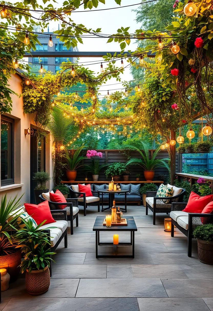 The‍ Secret Garden: Venture into this whimsical‍ patio where string lights are‌ intertwined with flowering vines, creating an enchanting ‌atmosphere⁣ for sipping herbal-infused cocktails