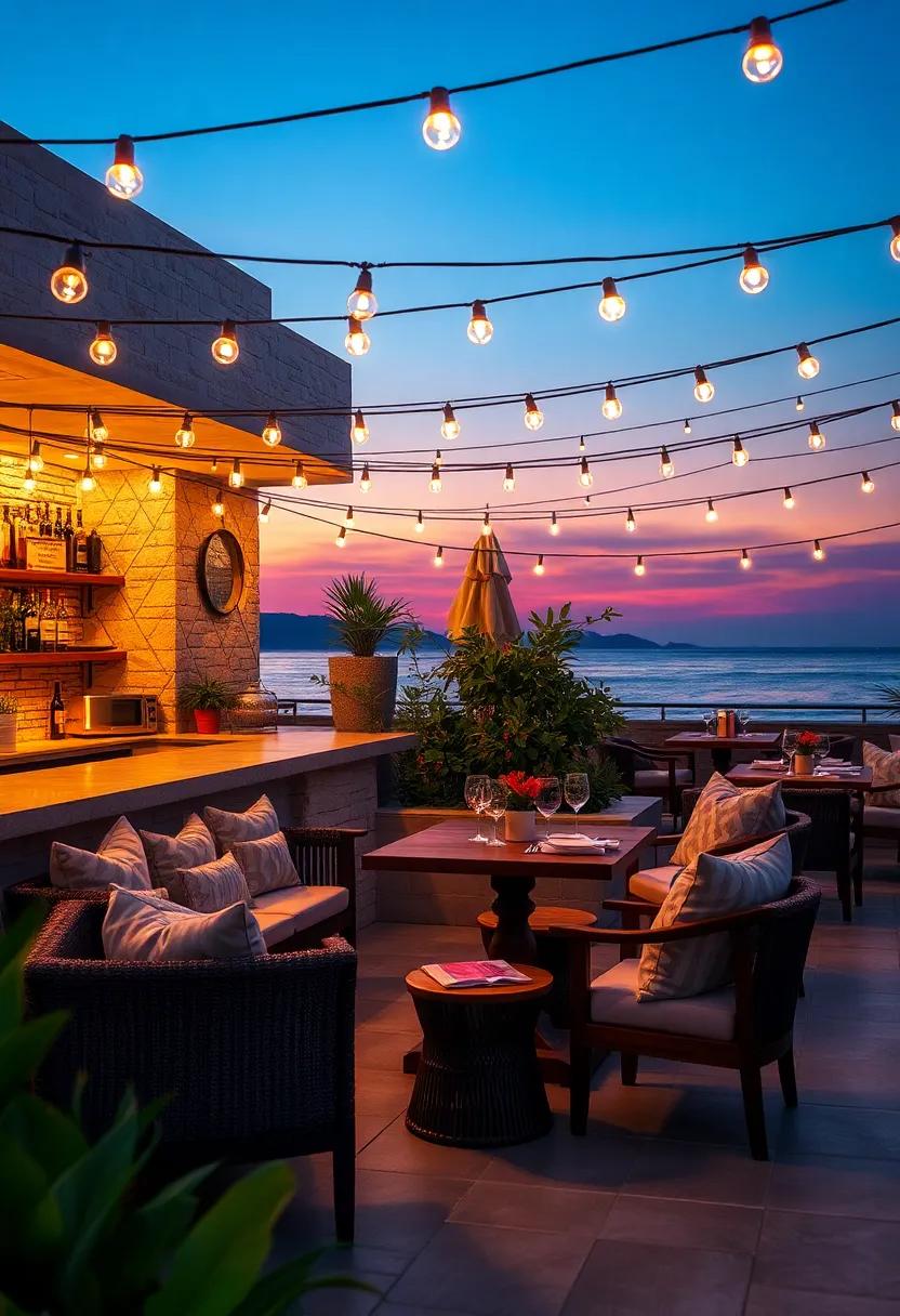 Sunset Serenade: At this coastal bar, enjoy the magical moment ‍when the sun ⁢sets, as string lights emerge to create an intimate space perfect for sharing a romantic meal